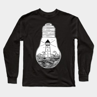 Lighthouse in a lightbulb creative handdrawn Gift Long Sleeve T-Shirt